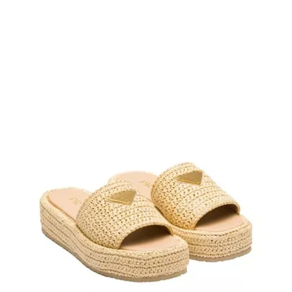 Authentic Prada Tan Woven Mules sandals authentic - Picture 2 of 10